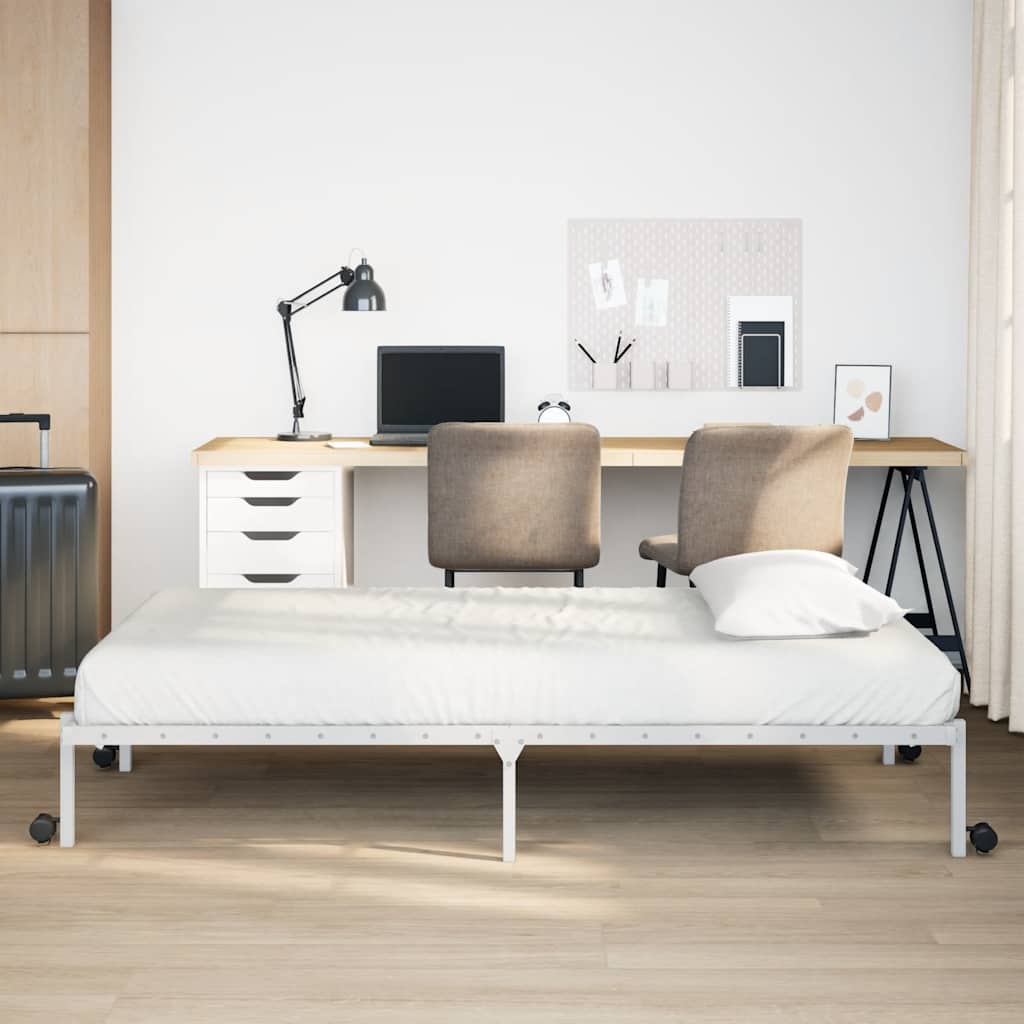 Estrutura de cama sem colchão dobrável 100x190 cm aço branco