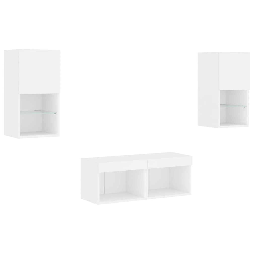 4 Pcs móveis de parede para TV com luzes LED branco