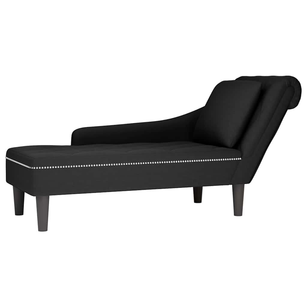 Chaise lounge c/ almofada/apoio de braços direito veludo preto