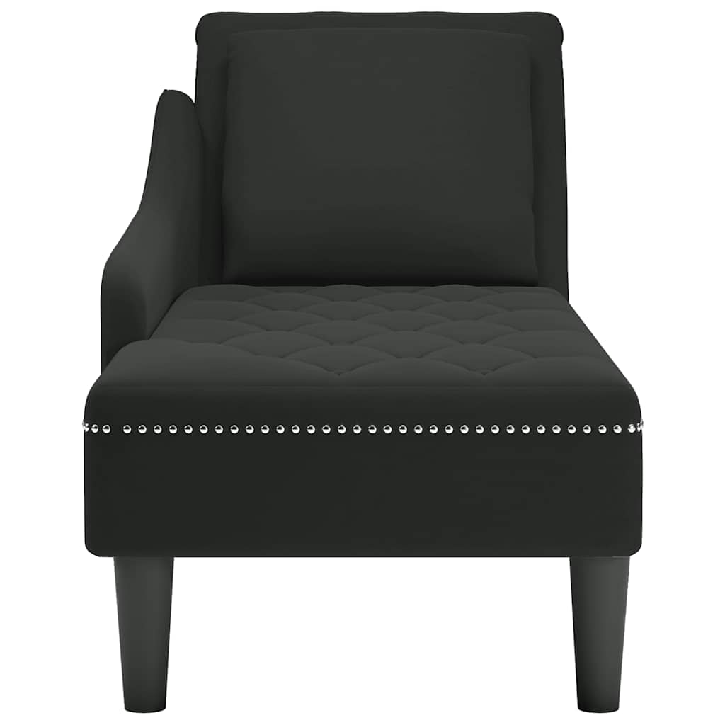 Chaise lounge c/ almofada/apoio de braços direito veludo preto