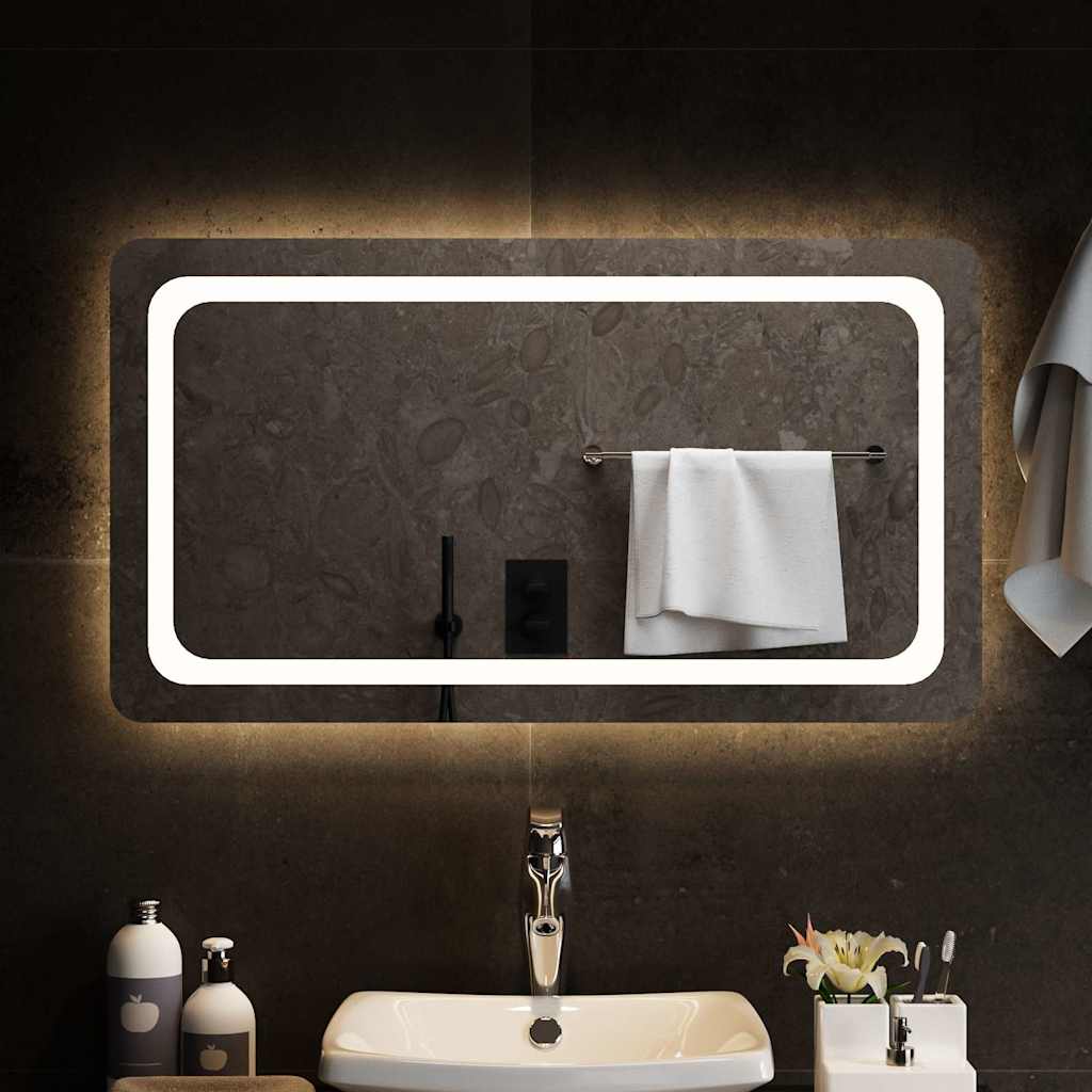 Espelho de casa de banho com luzes LED 90x50 cm