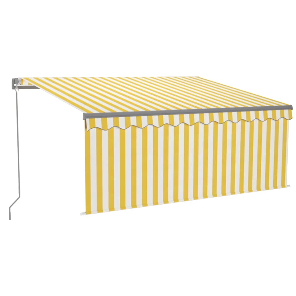Toldo retrátil manual com estore/LED 3,5x2,5 m amarelo e branco