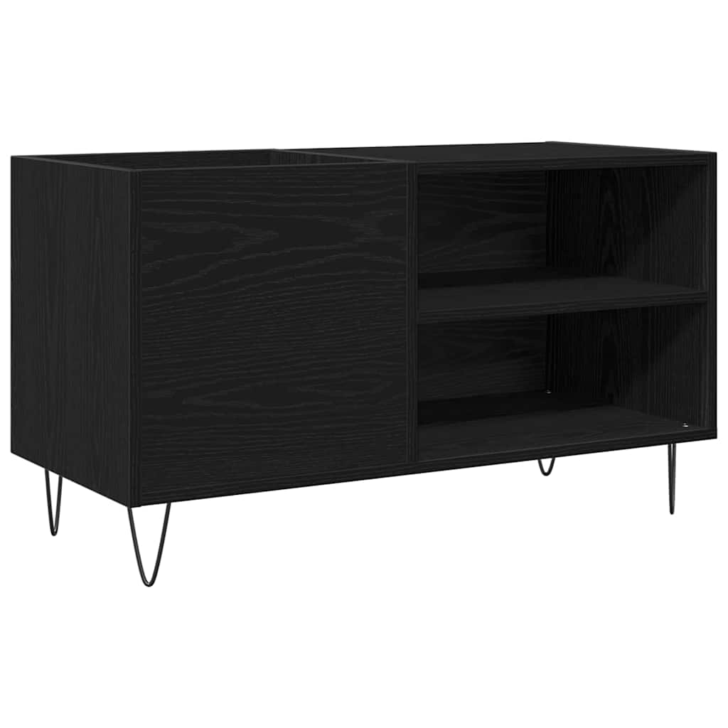 Armário para discos de vinil carvalho preto 85 x 38 x 48 cm