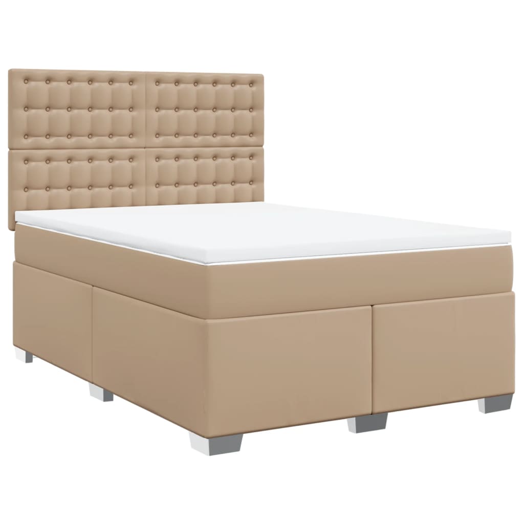 Cama com molas/colchão 140x200 cm couro artificial cappuccino