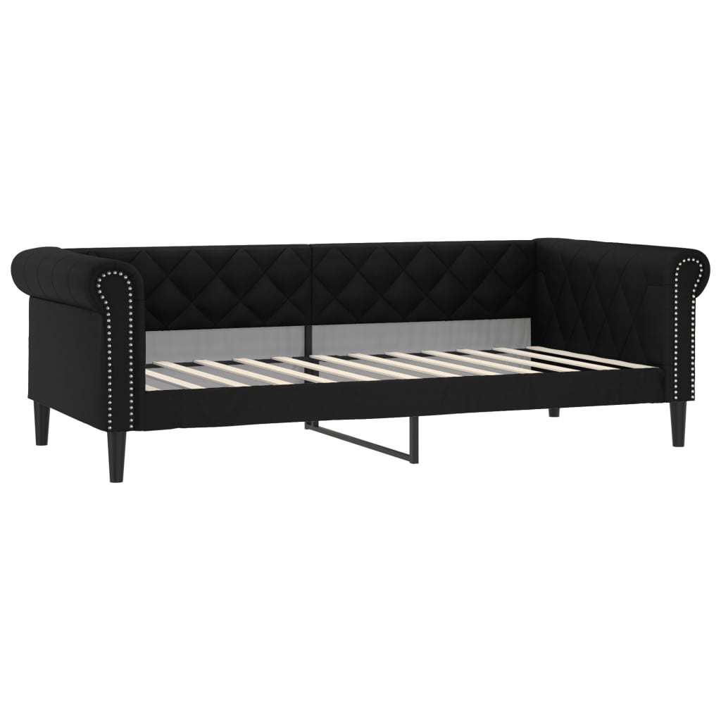 Sofá-cama c/ gavetão e gavetas 90x200 cm couro artificial preto