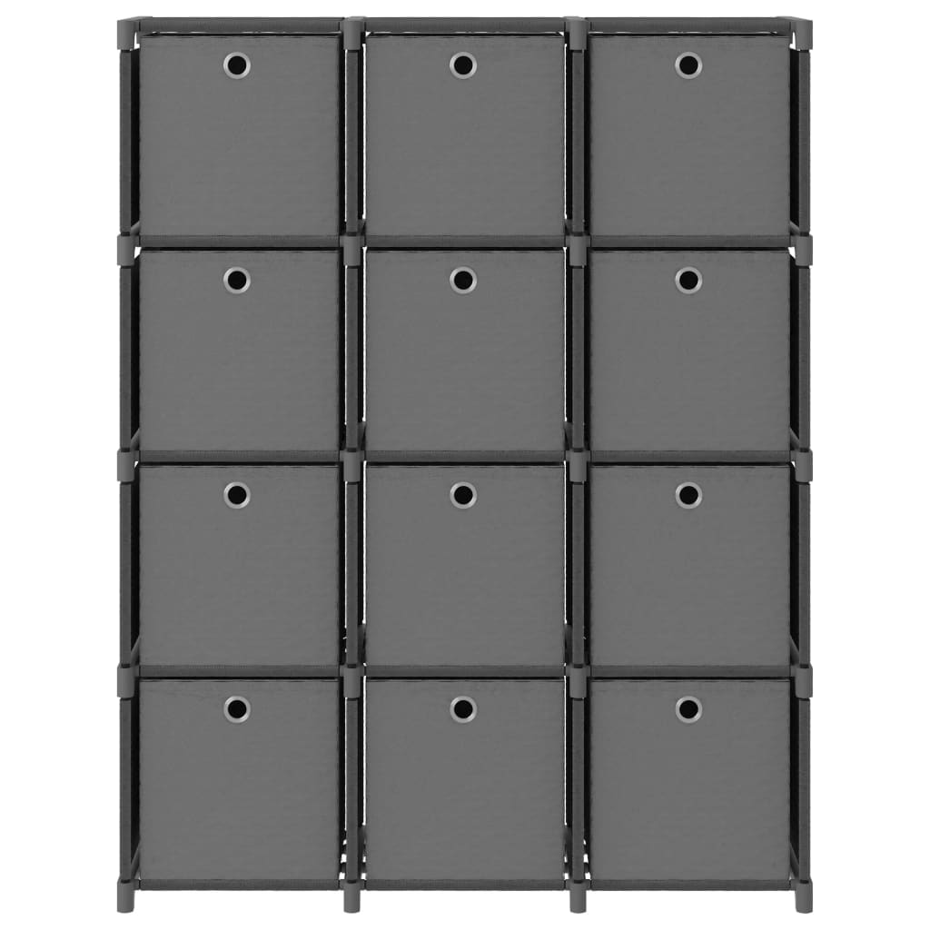 Unid. prateleiras 12 cubos c/ caixas 103x30x141 cm tecido cinza