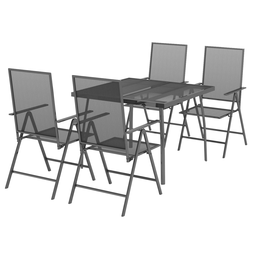 5 Pcs conjunto de jantar para jardim aço antracite