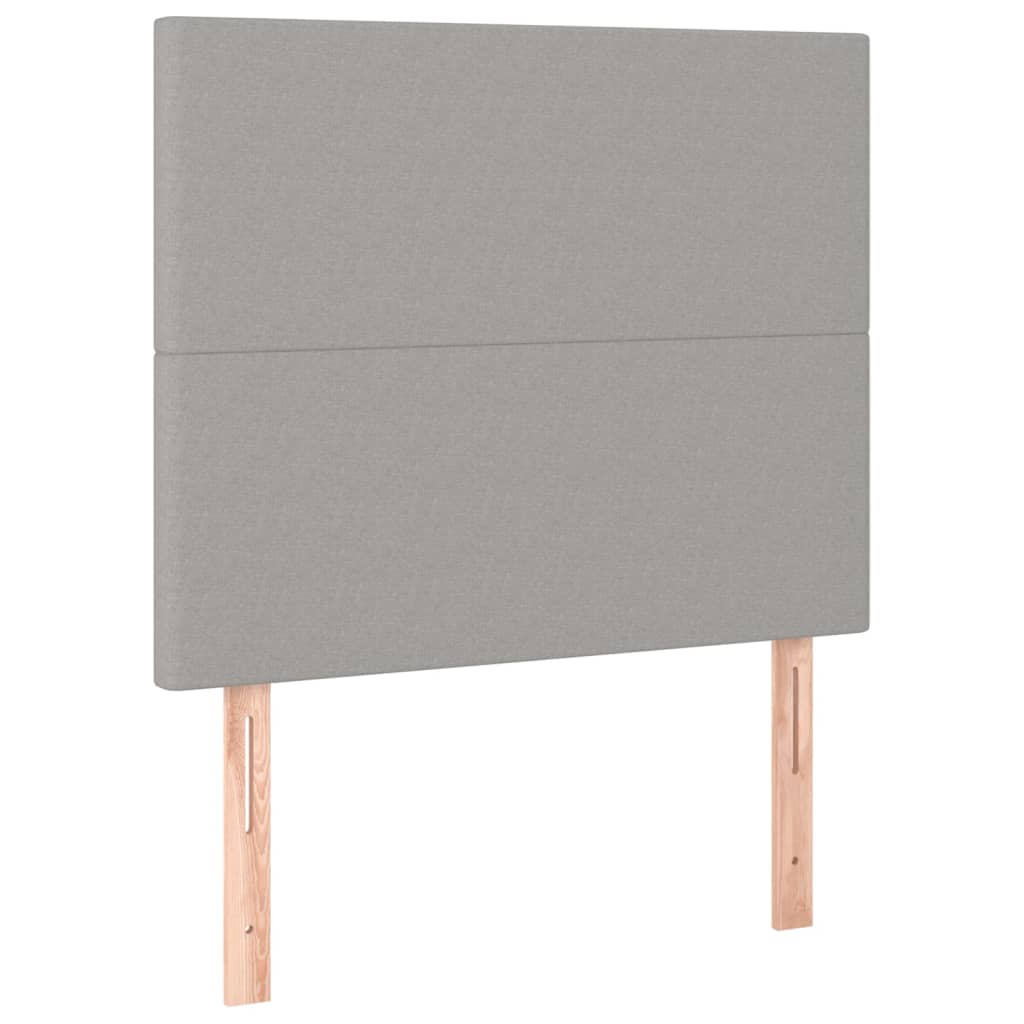 Cabeceira cama c/ luzes LED tecido 80x5x118/128 cm cinza-claro
