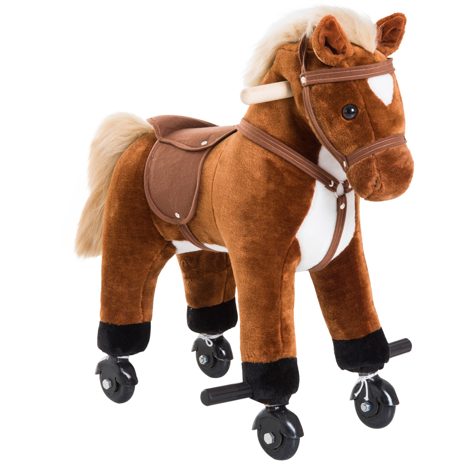 Cavalo para Crianças acima de 36 Meses com Rodas Sons de Relincho e Pedais Carga 60 kg 55x23x60 cm Marrom
