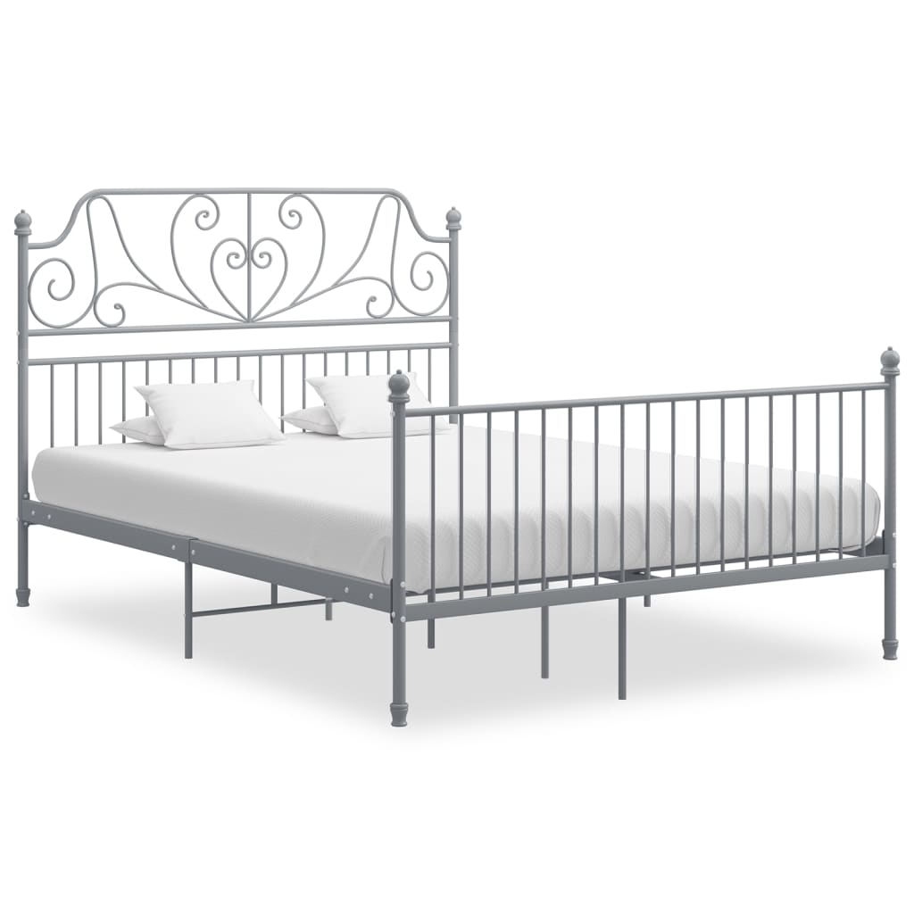 Estrutura de cama sem colchão 140x200 cm metal cinzento