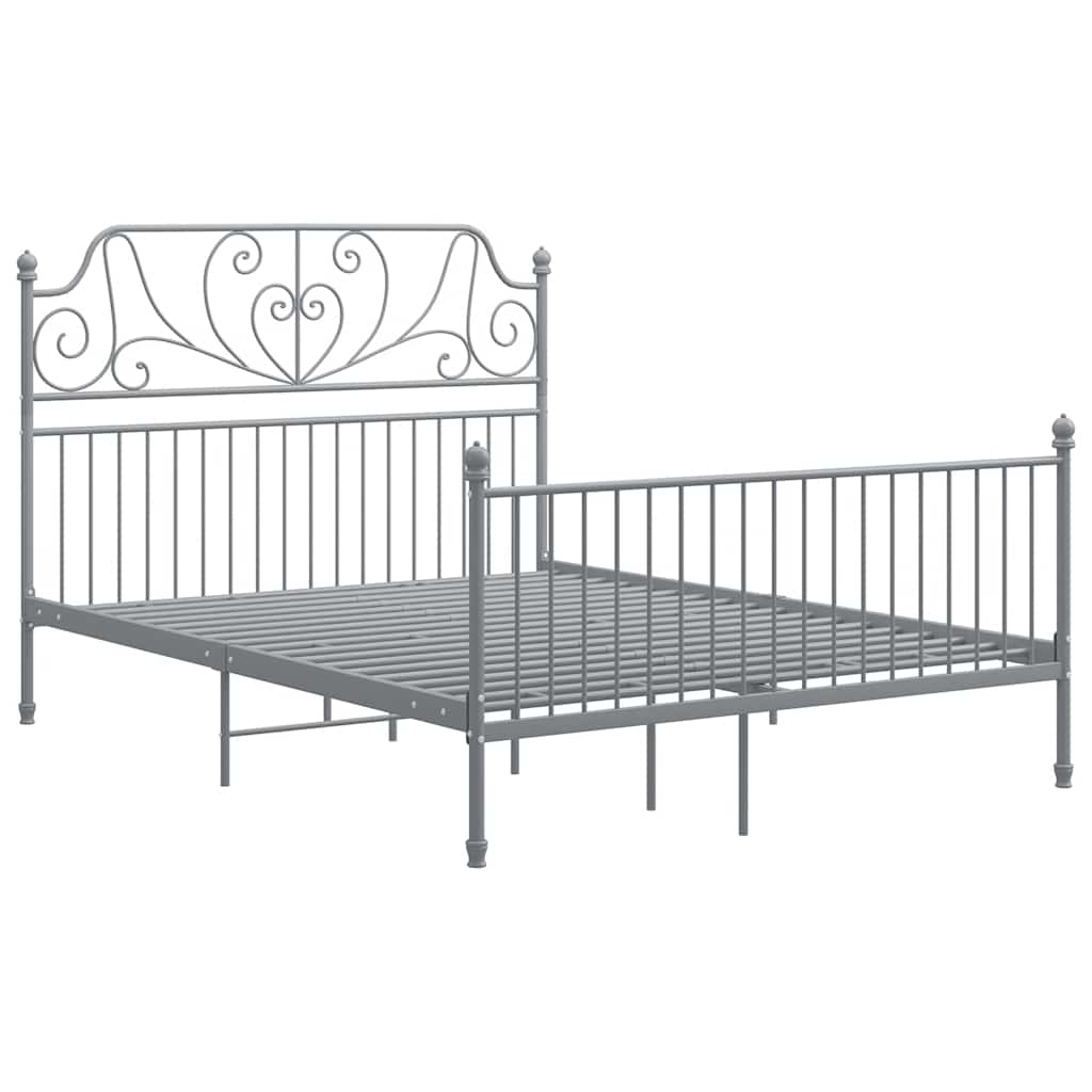 Estrutura de cama sem colchão 140x200 cm metal cinzento