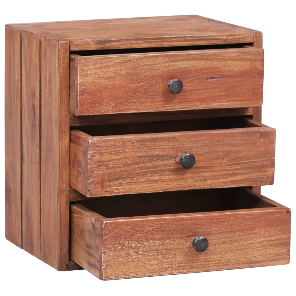 Mesa cabeceira 3 gavetas 35x25x35 cm madeira de mogno maciça