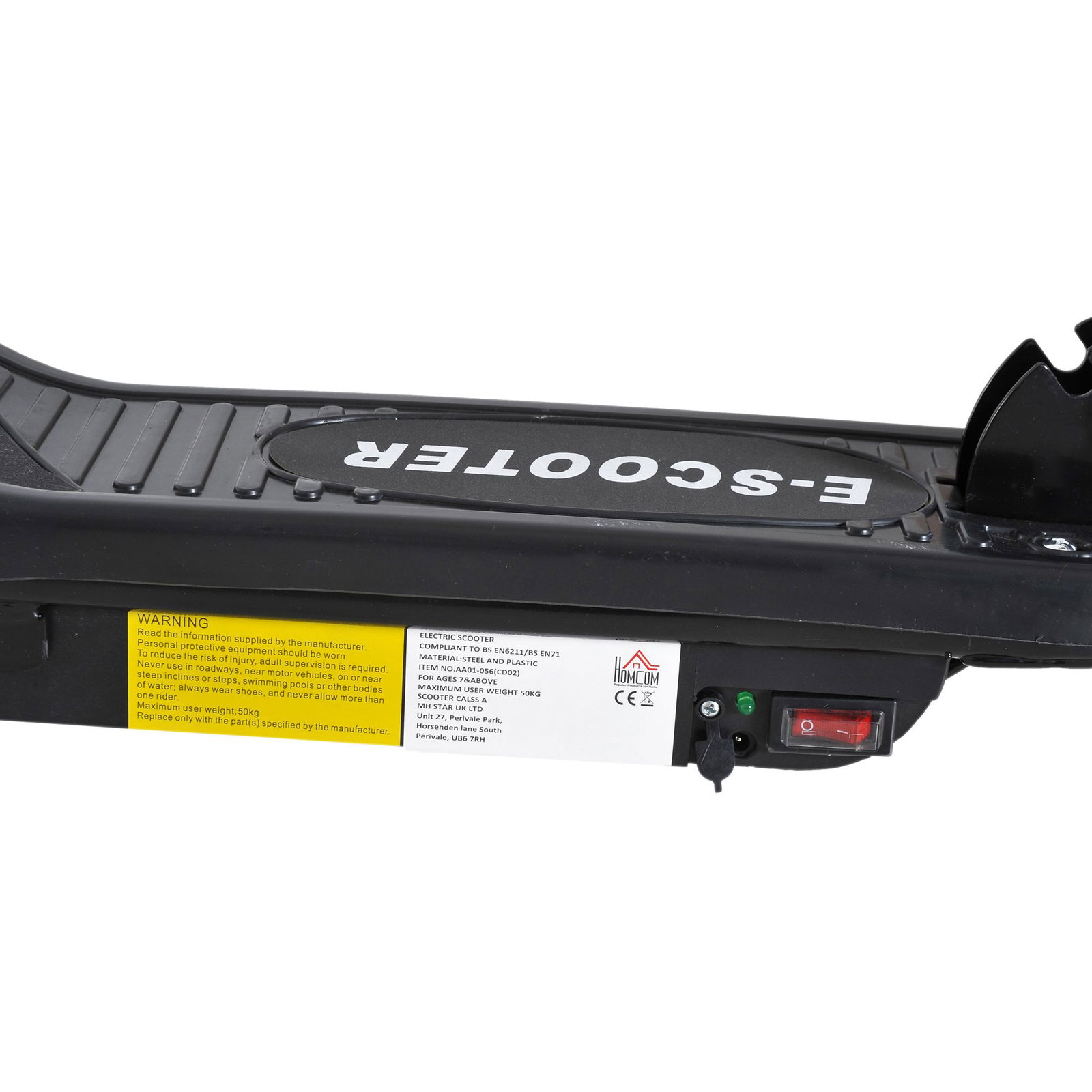 Trotinete elétrica para crianças + 7 anos trotinete dobrável com altura ajustável 24v bateria recarregável velocidade até 12 km/h e carga 50 kg 74x36x82,5-92,5 cm preto