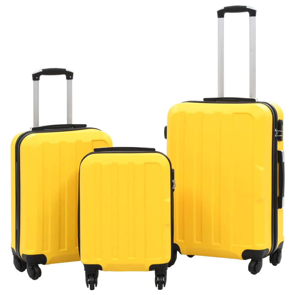 Conjunto de tróleis estojo rígido 3 pcs ABS amarelo