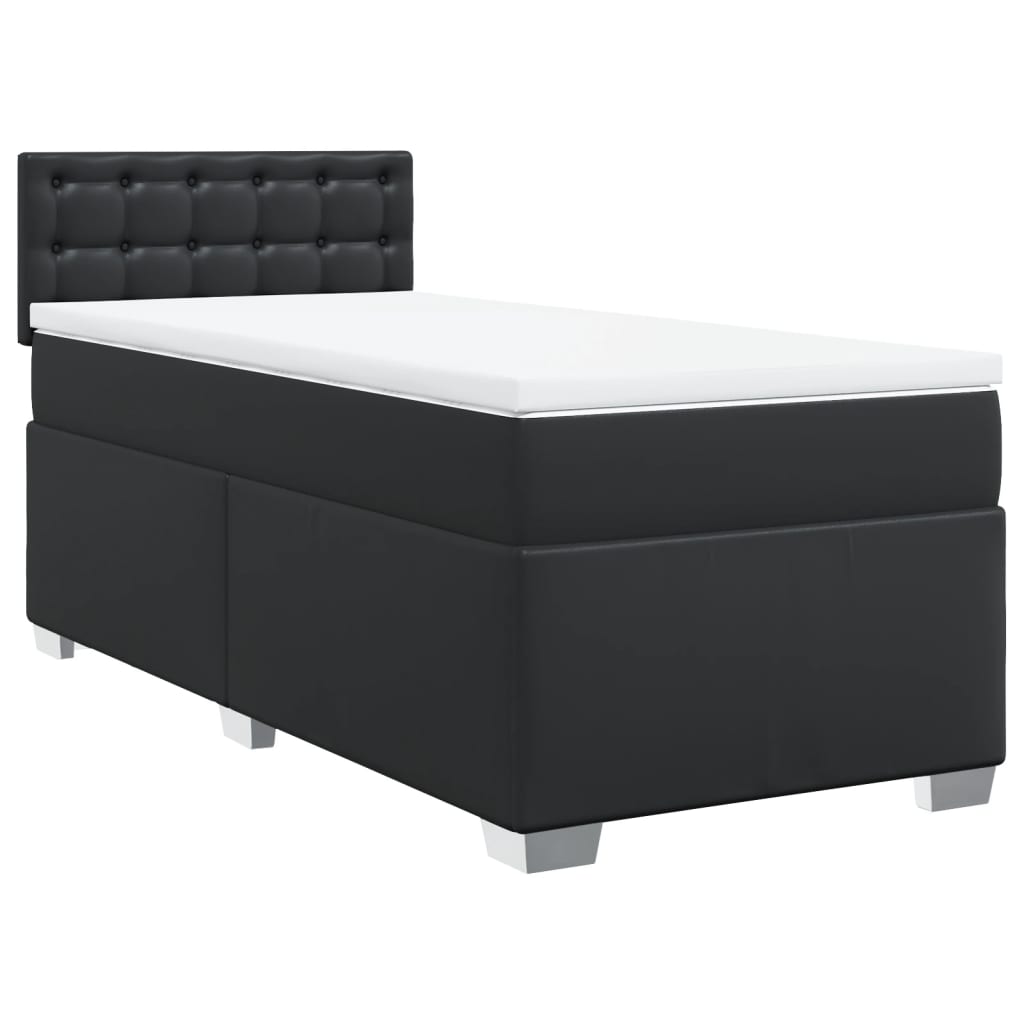 Cama com molas/colchão 80x200 cm couro artificial preto