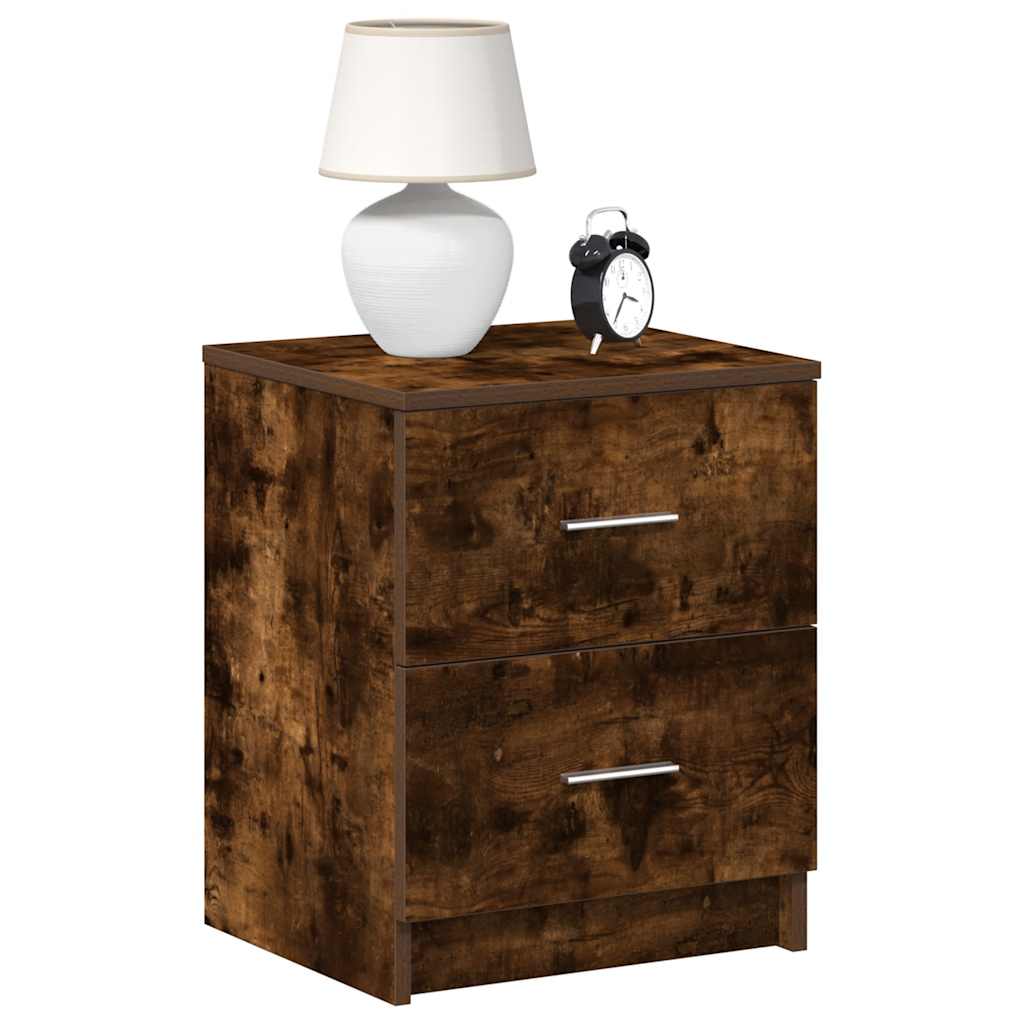 Mesa de cabeceira com 2 gavetas 40x36x50 cm carvalho fumado