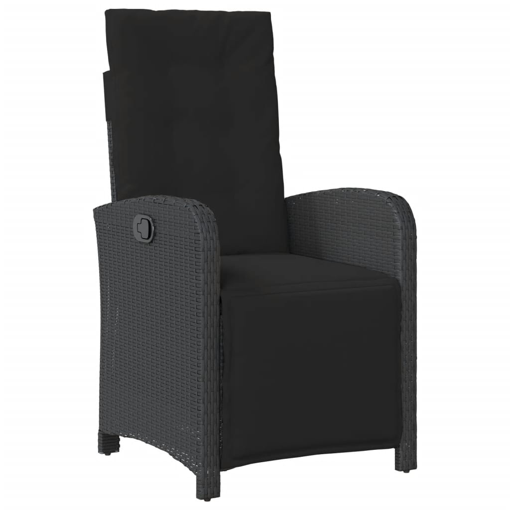 7 Pcs conjunto de jantar p/ jardim c/ almofadões vime PE preto