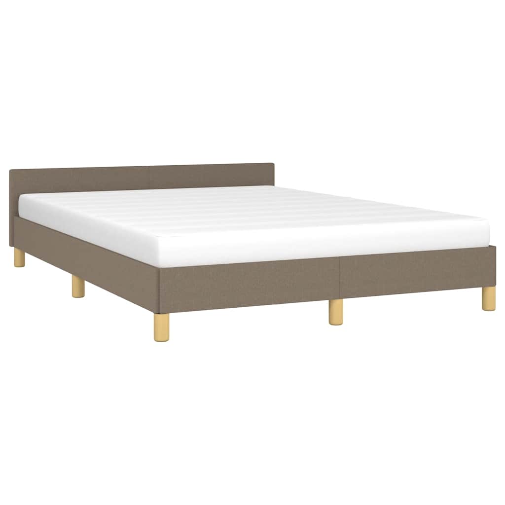 Cama sem colchão 140x190 cm tecido castanho-acinzentado