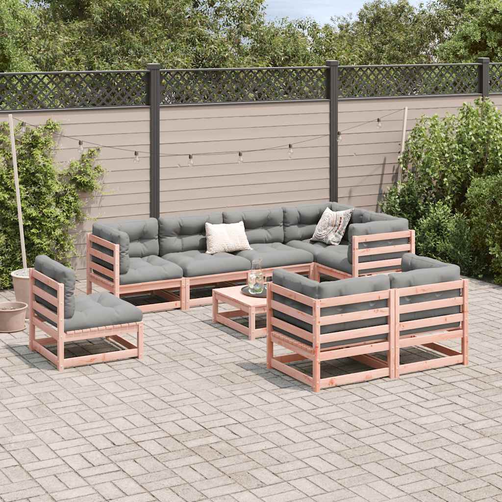 9 Pcs conjunto sofás jardim madeira abeto-de-douglas