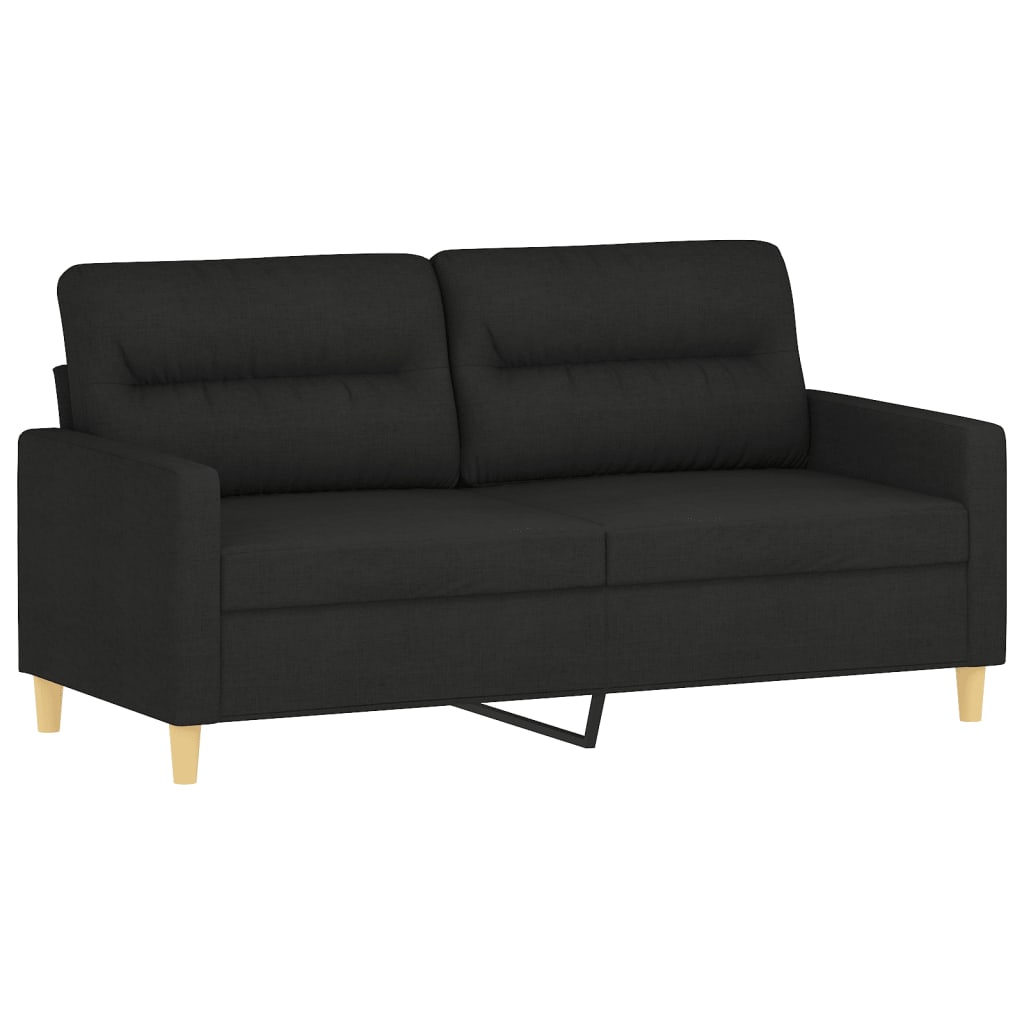 2 Pcs conjunto de sofás com almofadas tecido preto