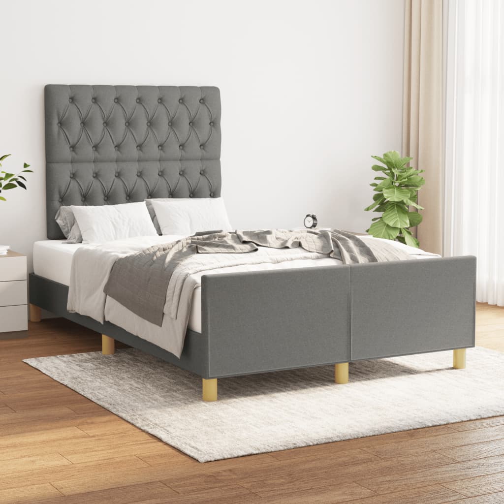 Estrutura de cama sem colchão cinza escuro 120x190 cm tecido