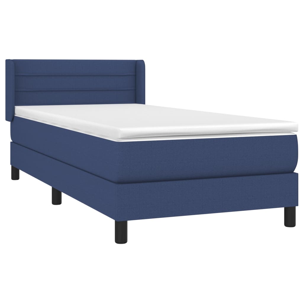 Cama com molas/colchão 100x200 cm tecido azul