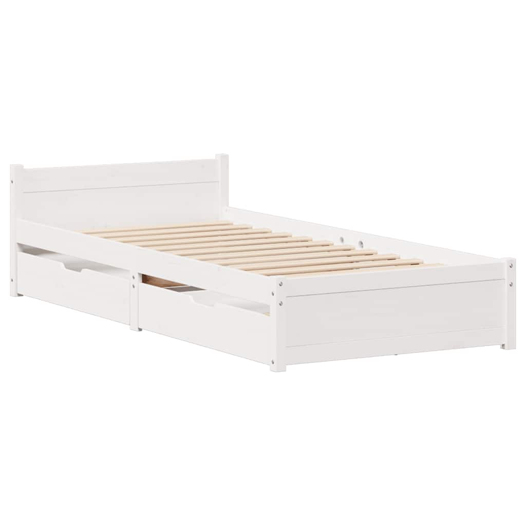 Cama sem colchão 90x190 cm madeira de pinho maciça branco