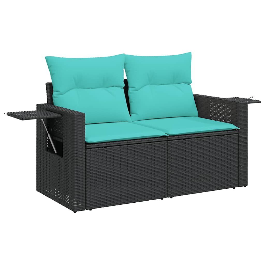 6 Pcs conjunto sofás jardim com almofadões PE/acácia cinzento
