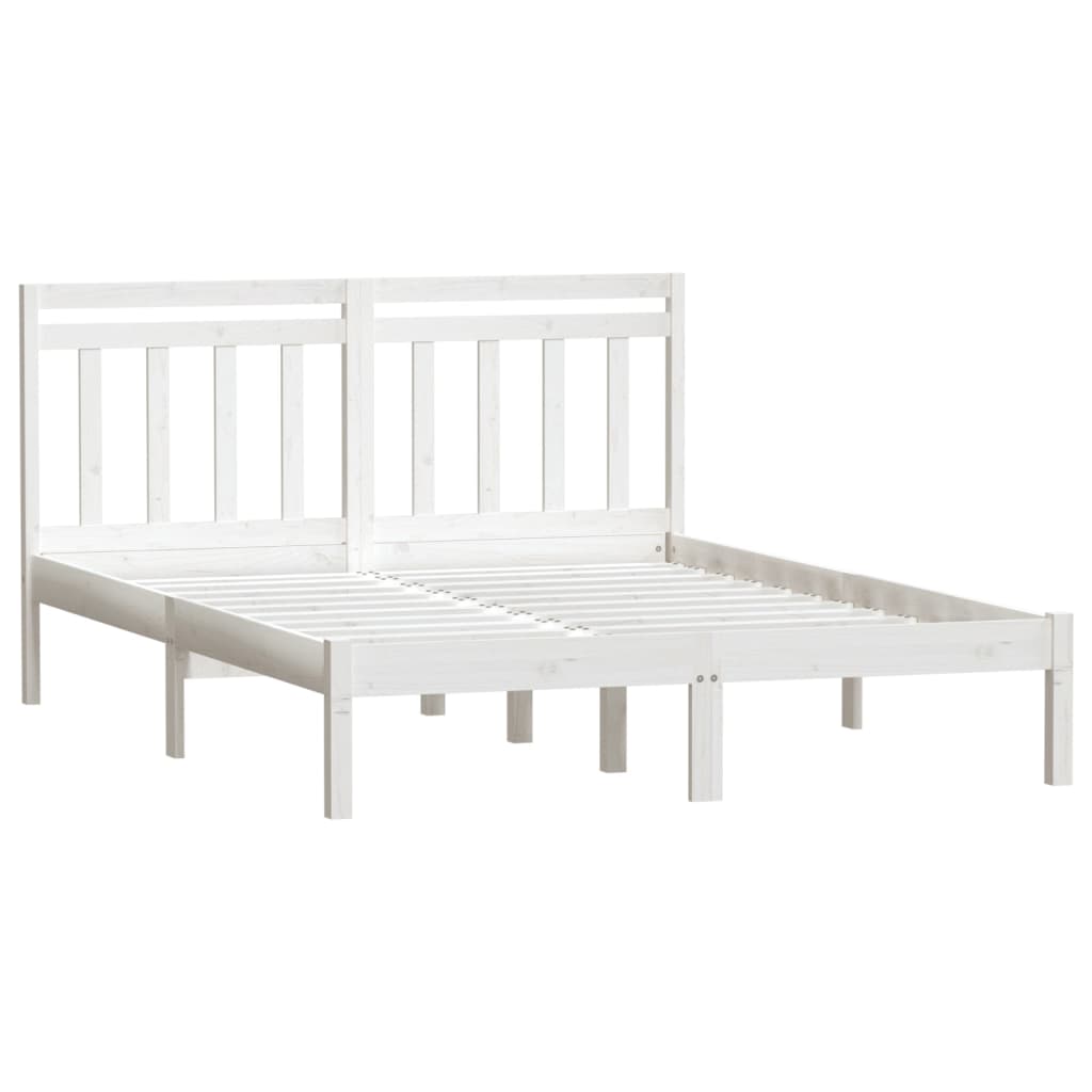 Estrutura de cama king 150x200 cm madeira maciça branco