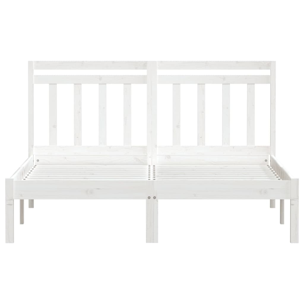 Estrutura de cama king 150x200 cm madeira maciça branco