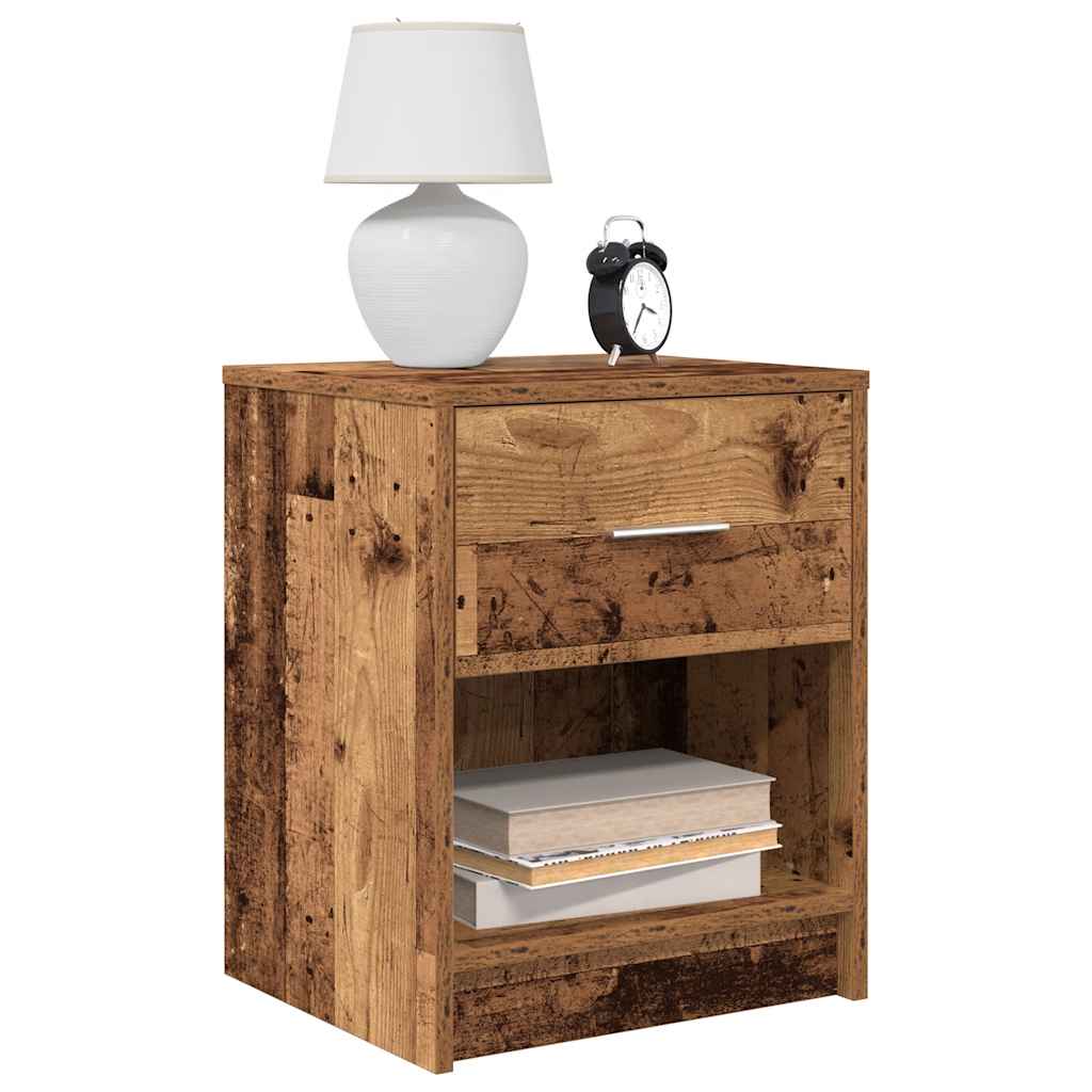 Mesas de cabeceira 2 pcs com gaveta 40x34x50 cm madeira velha