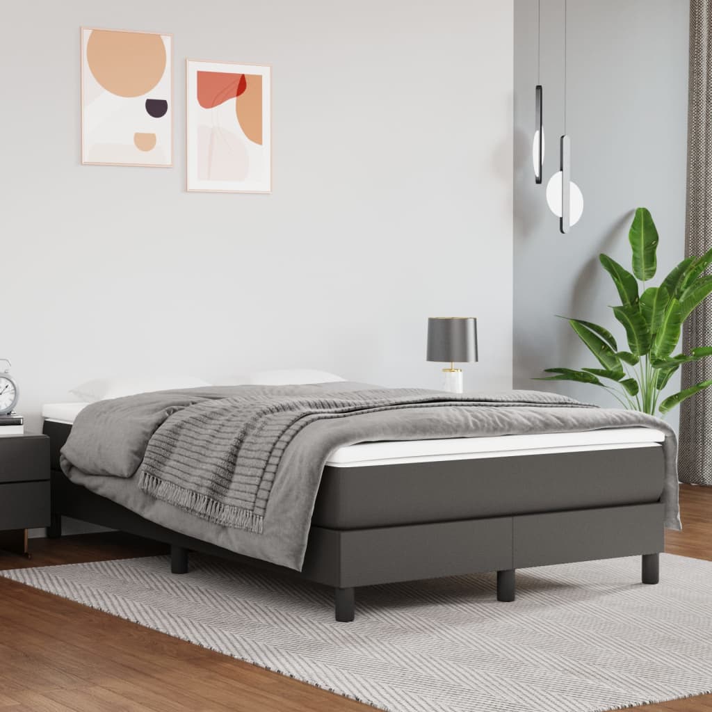 Estrutura de cama com molas 120x200 cm couro artificial cinzento