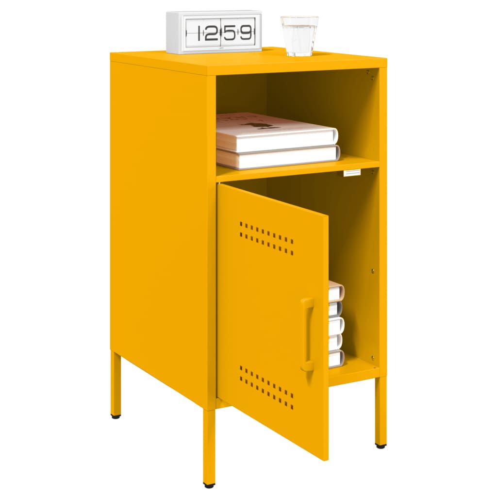 Mesas de cabeceira 2 pcs 36x39x68 cm aço amarelo mostarda