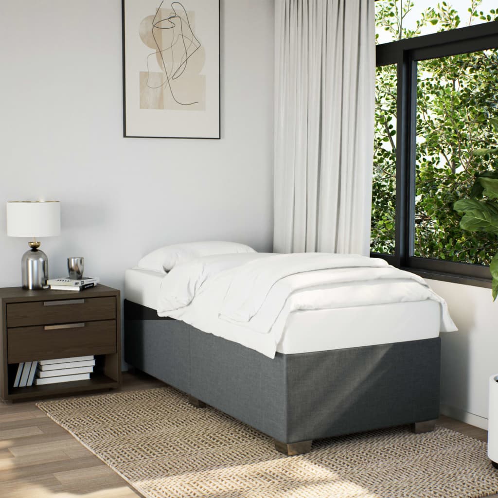 Estrutura de cama sem colchão 80x200 cm tecido cinzento-escuro