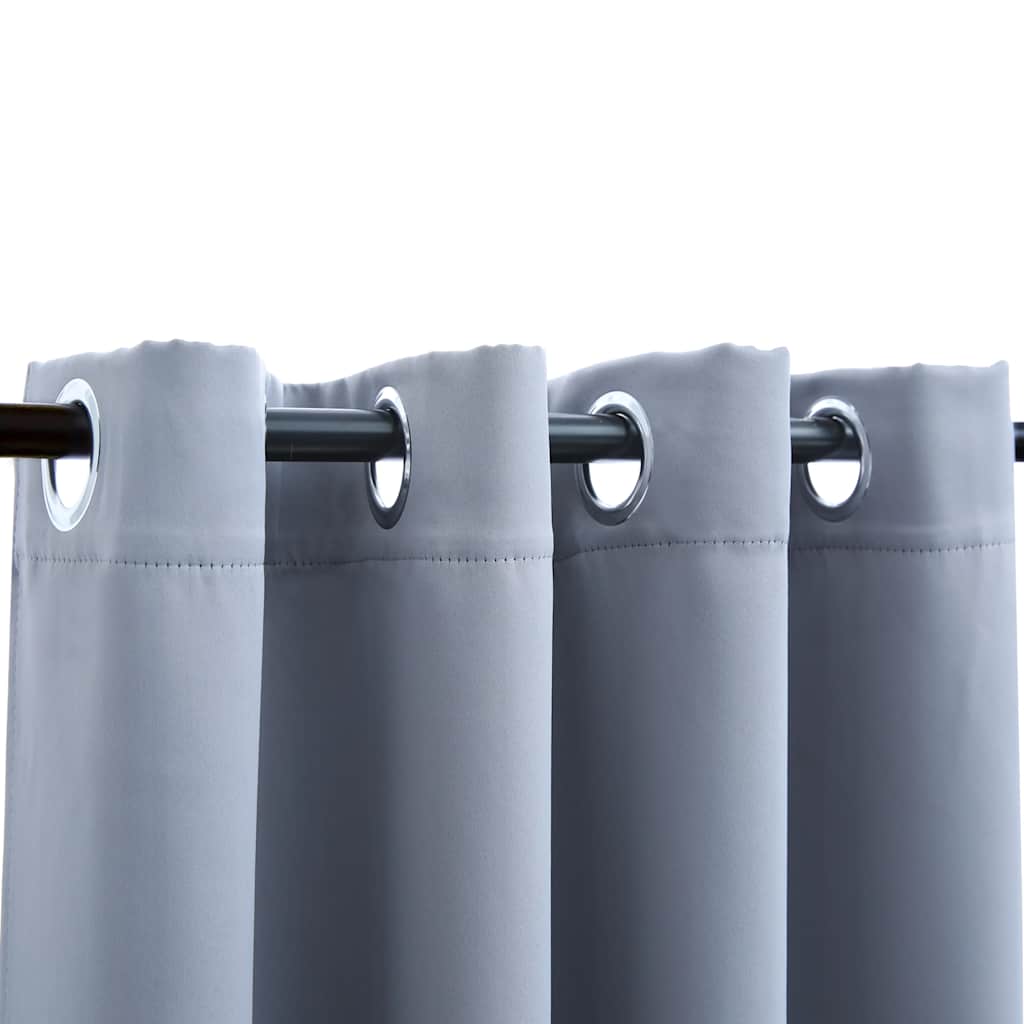 Cortinas blackout c/ argolas em metal 2 pcs 140x245 cm cinzento