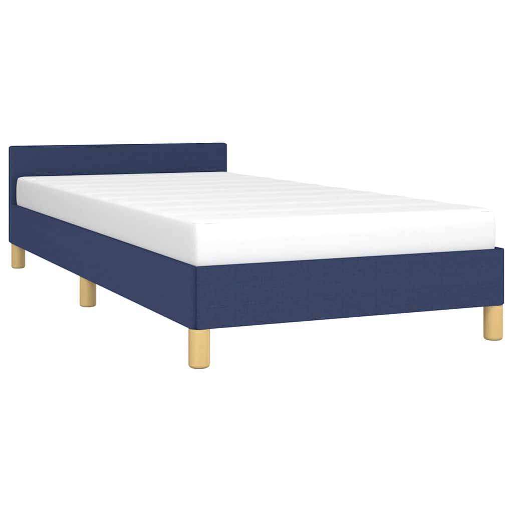 Estrutura cama c/ cabeceira sem colchão tecido 90x190 cm azul