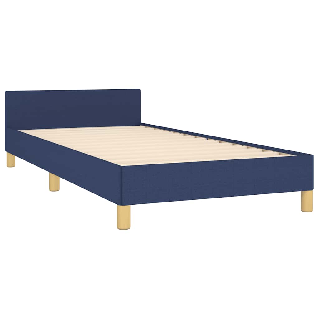 Estrutura cama c/ cabeceira sem colchão tecido 90x190 cm azul