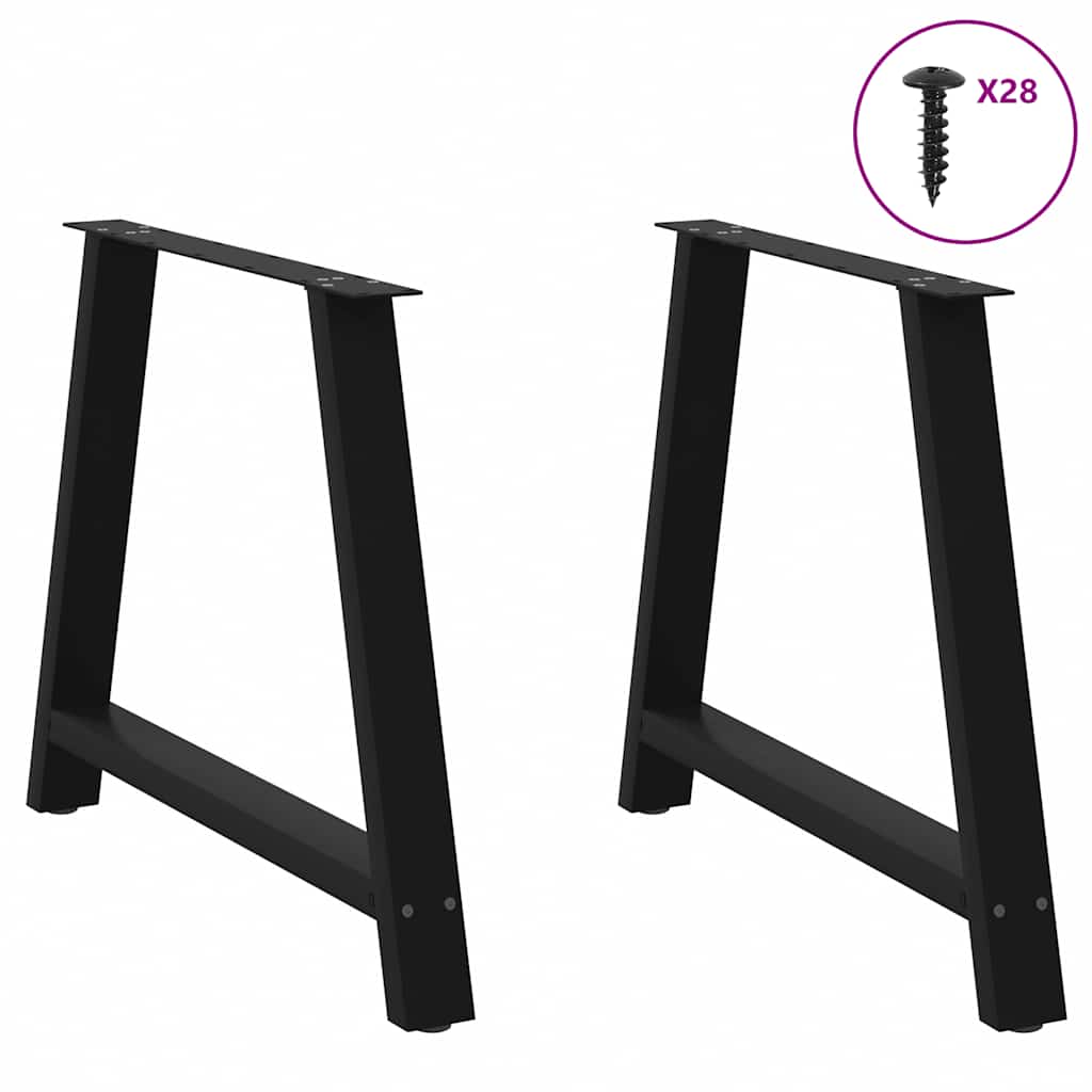 Pés para mesa de jantar em formato a, 2 peças, preto, 90x (72-73) cm, aço