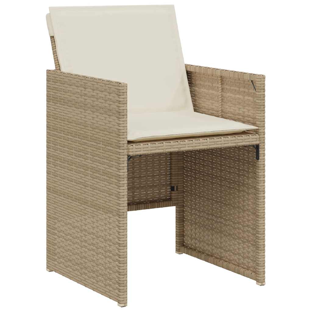 3 Pcs conjunto bistrô com almofadões vime PE bege
