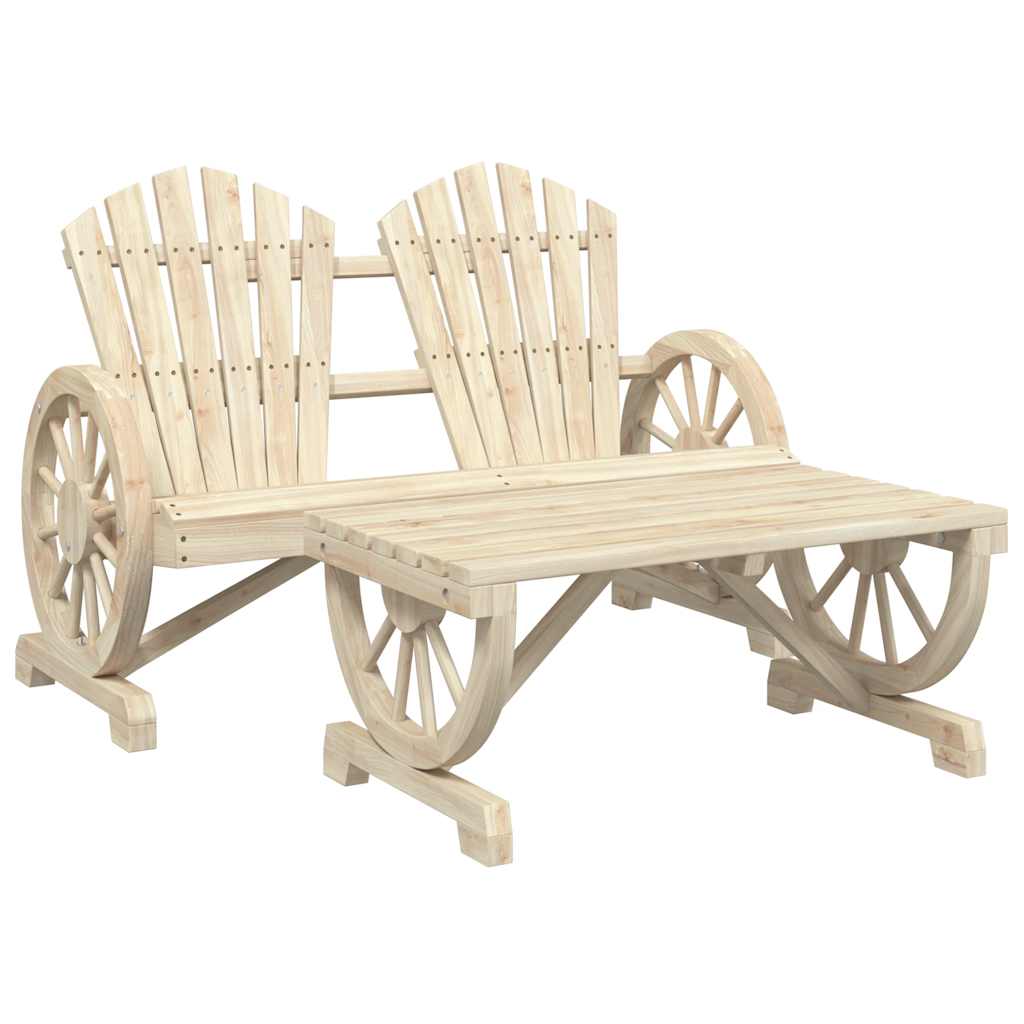 4 Pcs conjunto lounge de jardim madeira de abeto maciça