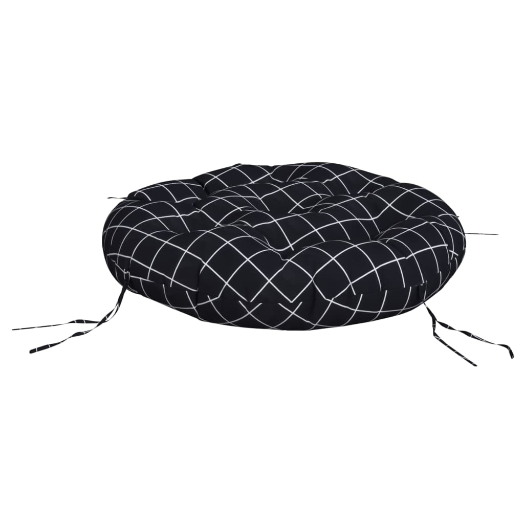 Almofadão redondo ø 60 x11 cm tecido oxford xadrez preto