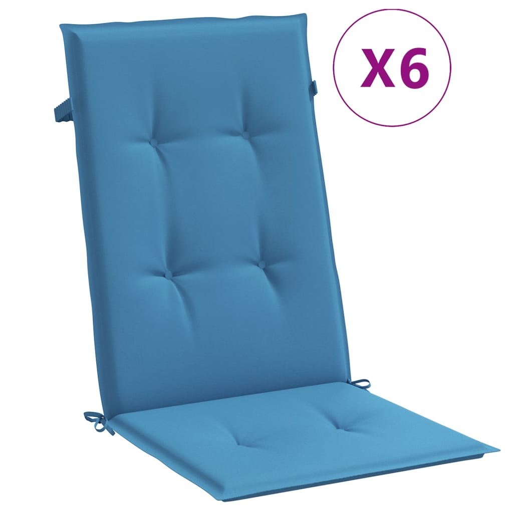 Almofadões para cadeiras altas 6 pcs mesclado tecido azul