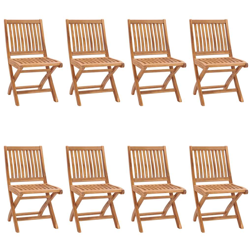 Cadeiras de jardim dobráveis c/ almofadões 8 pcs teca maciça