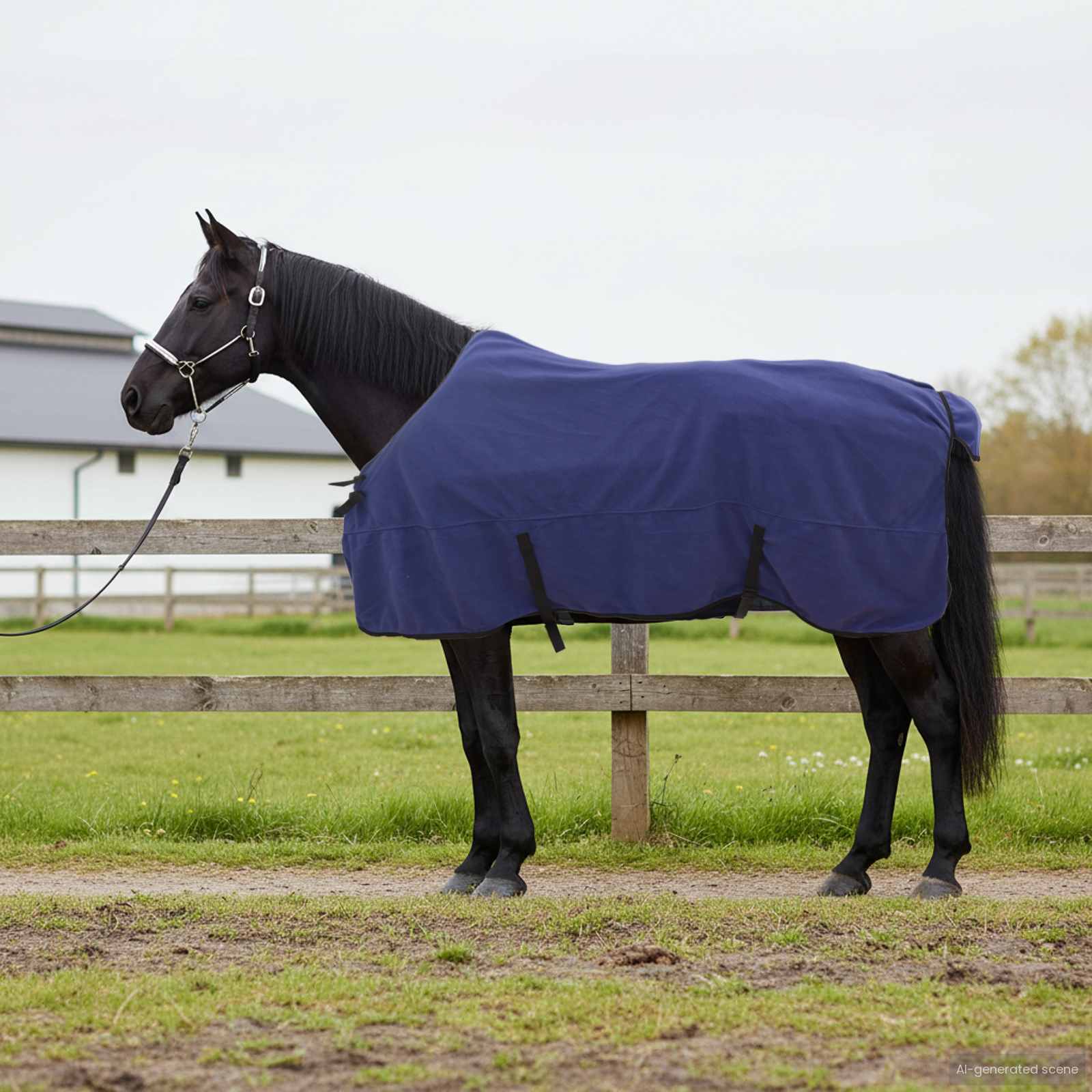 Cobertor de cavalo azul marinho 145 cm poliéster