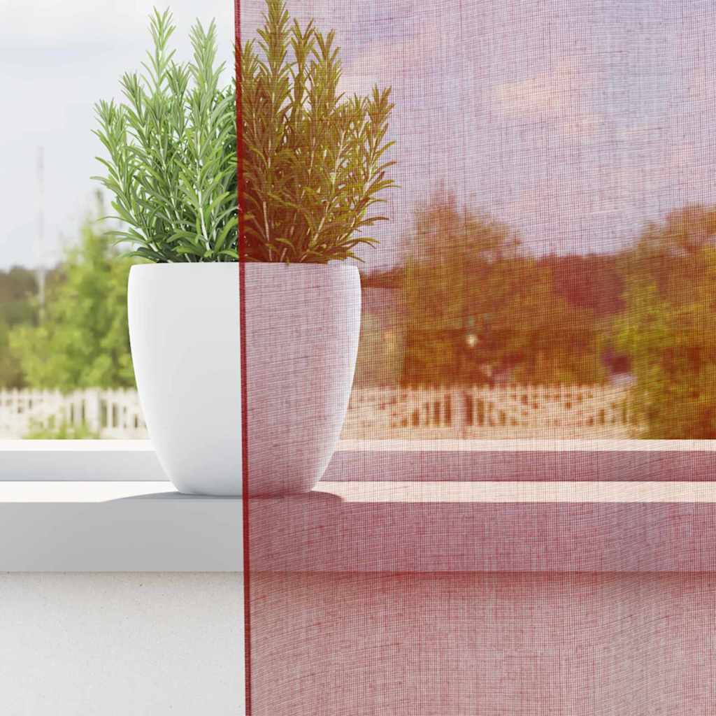 Cortinas de voile com laços 2 pcs vermelho tinto 140x260 cm