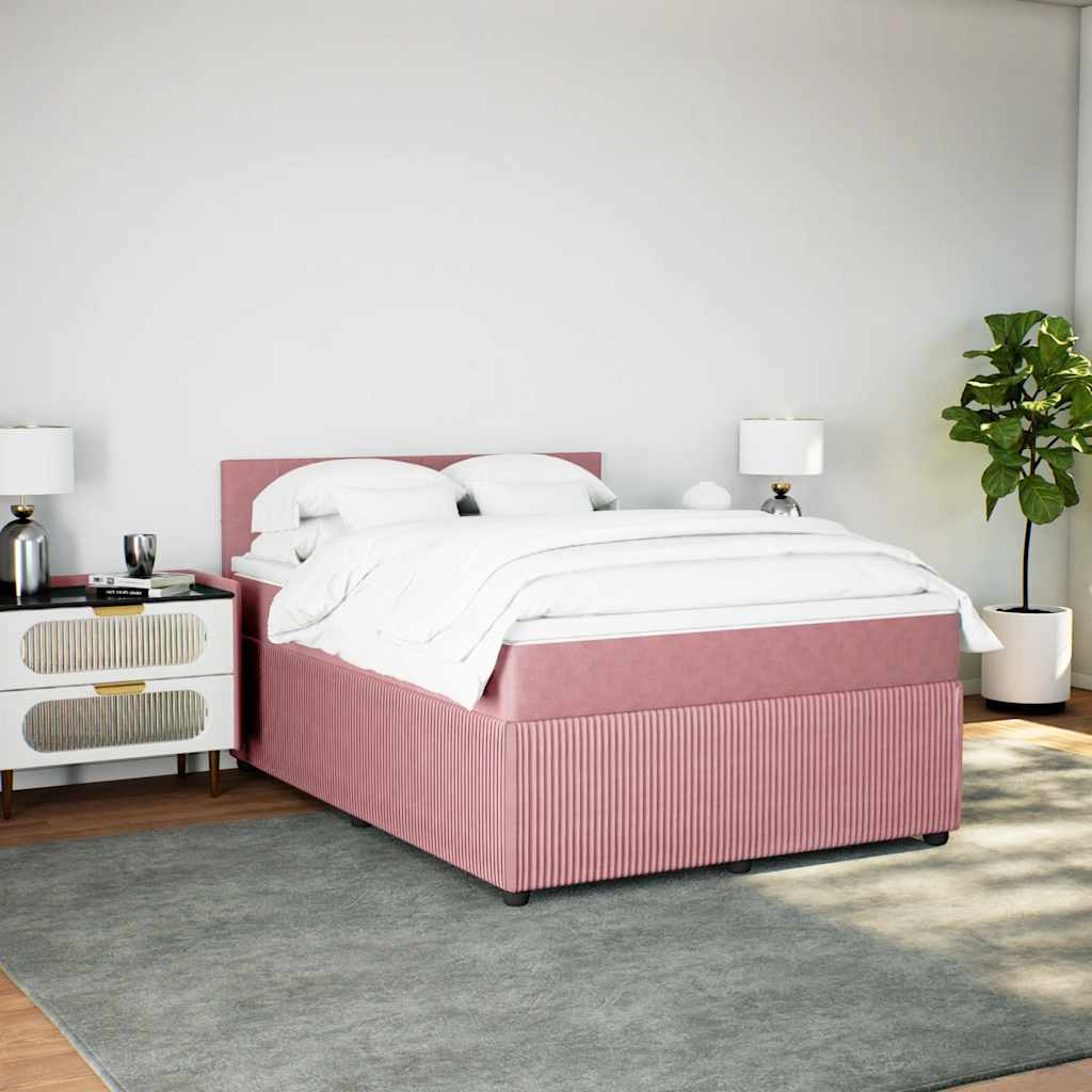 Cama com molas/colchão 160x200 cm veludo rosa
