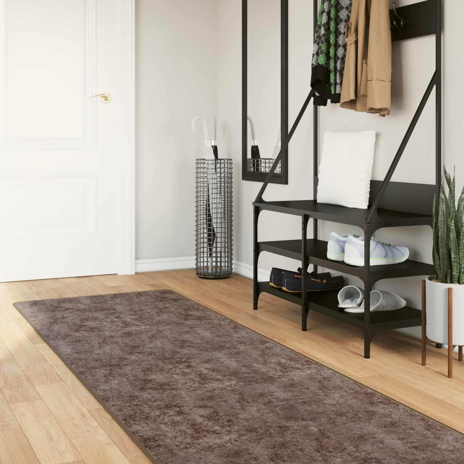 Passadeira marsa cinzento 80 x 350 cm poliéster e PVC