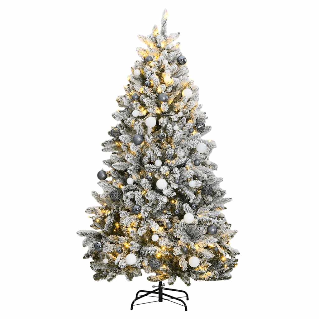 Árvore natal artificial articulada c/ 300 luzes LED+bolas 180cm