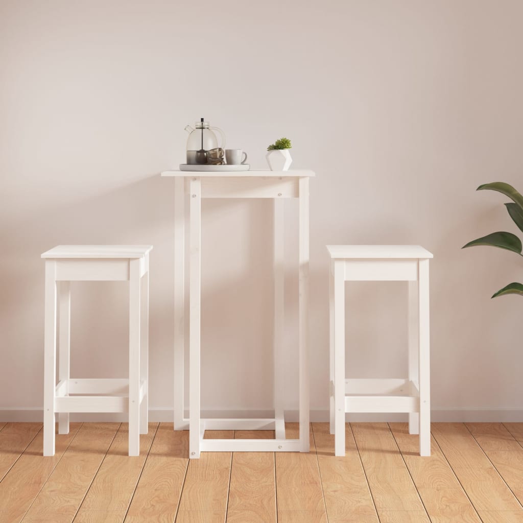 3 Pcs conjunto de bar pinho maciço branco