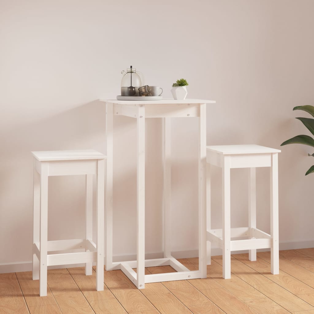 3 Pcs conjunto de bar pinho maciço branco